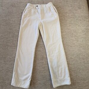 Faherty Women 8-Wale Corduroy Pants Size‎ S White Cream Cropped 27" Inseam